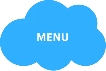A blue cloud with the word menu on it.