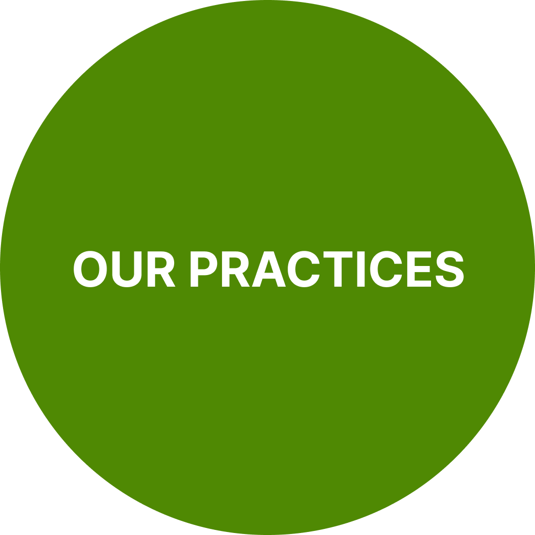 Our practices logo on a green circle.