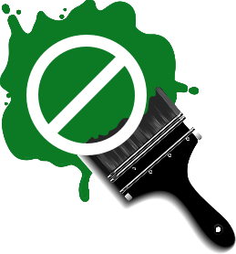 A green paint brush with a no paint sign.