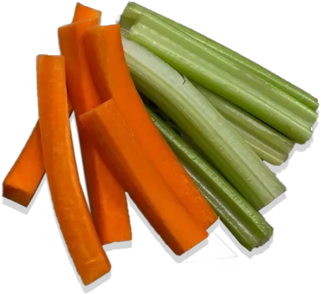 Celery sticks and carrots on a black background.